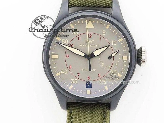 MIROTIME 1222 Pilot IW326901 Real Ceramic MK 1:1 Best Edition Black Dial On Nylon Strap MIYOTA FastDry 7126